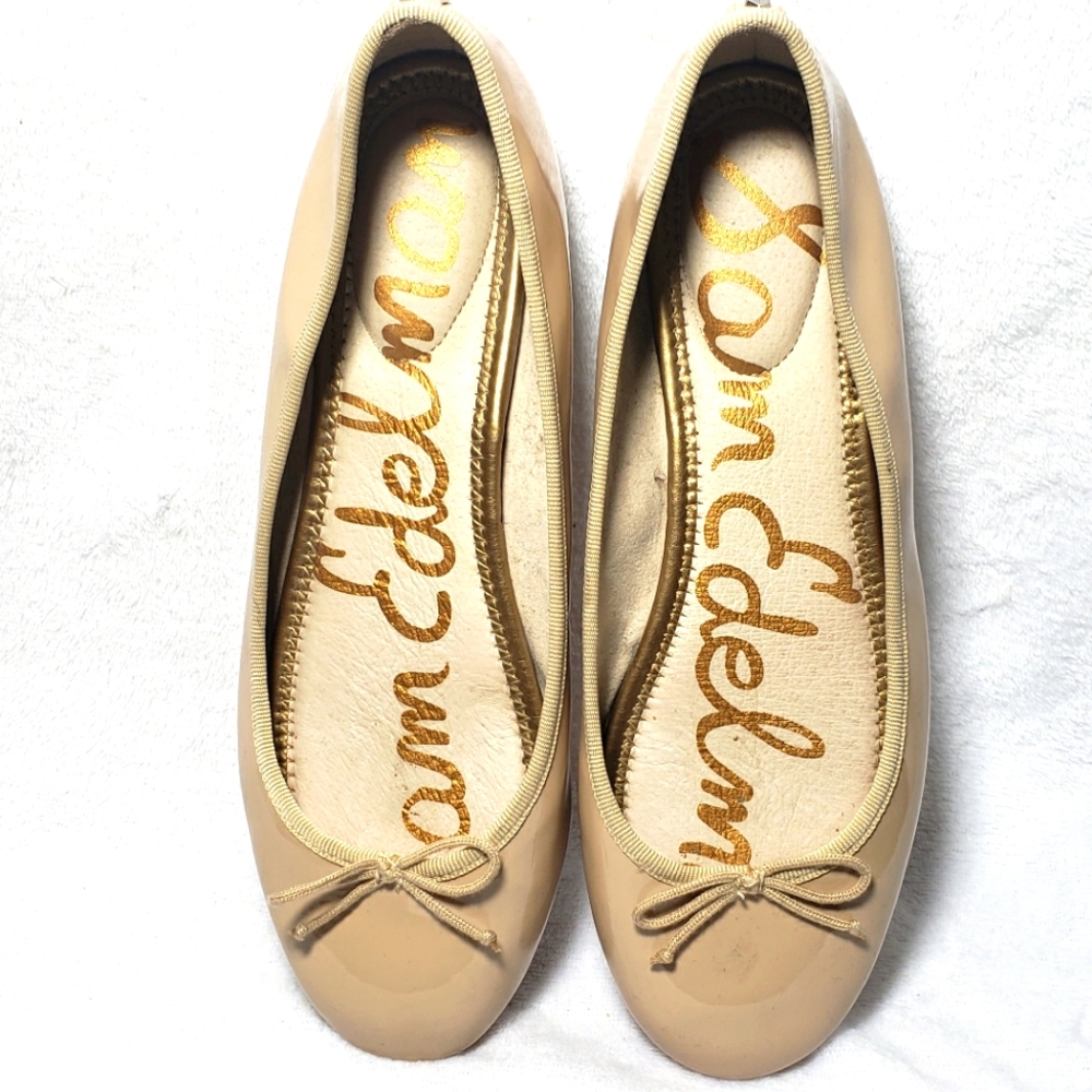 Pre-Owned SAM EDELMAN Finley Ballet Size 8 Flats Patent Leather Slip On Shoes